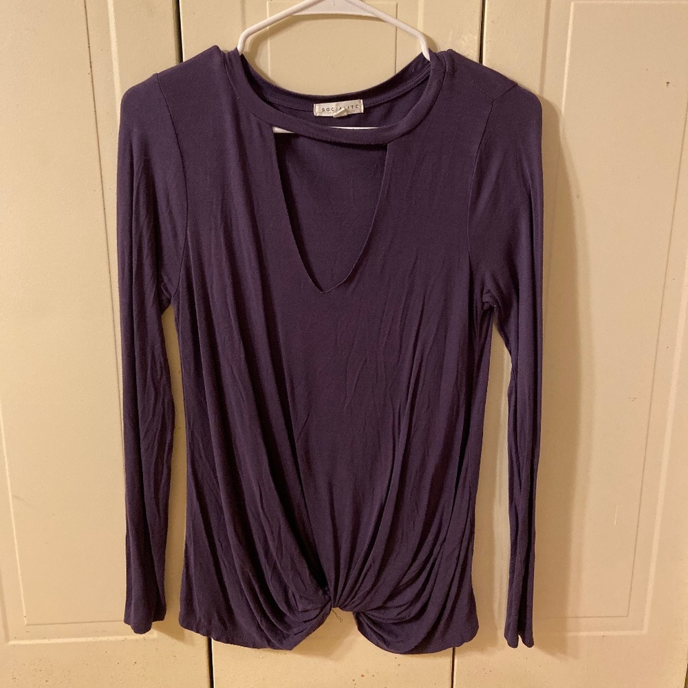 Lowcut purple knotted long-sleeve shirt